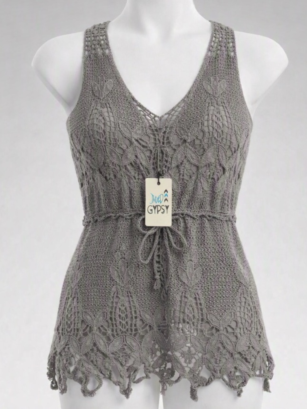 Jaded Gypsy NWT lace sleeveless tank top shirt with drawstring waist size L/XL